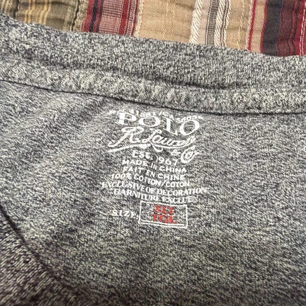 Polo Ralph Lauren Mens Grey Black Pony Long Sleeve Heather Pocket Soft XLT
